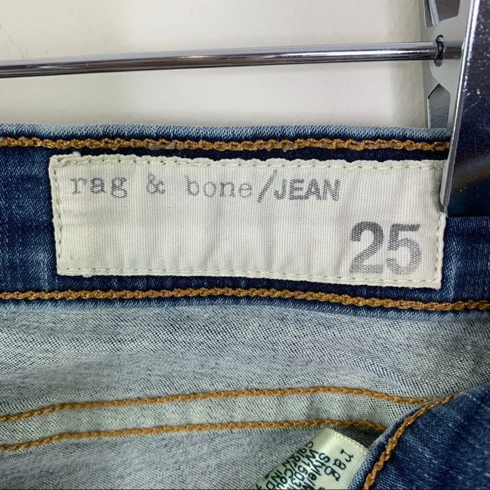 Rag & Bone The Legging Skinny Jeans - Clean Indigo Medium Wash‎ Low-rise Sz 25